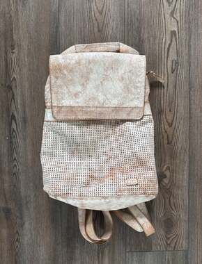 Bed Stu Boho Garmon Perforated Leather Backpack White Rustic
